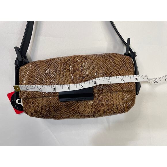 Frankie & Johnnie Snake Pattern Shoulder Bag Black & Tan - Picture 6 of 10